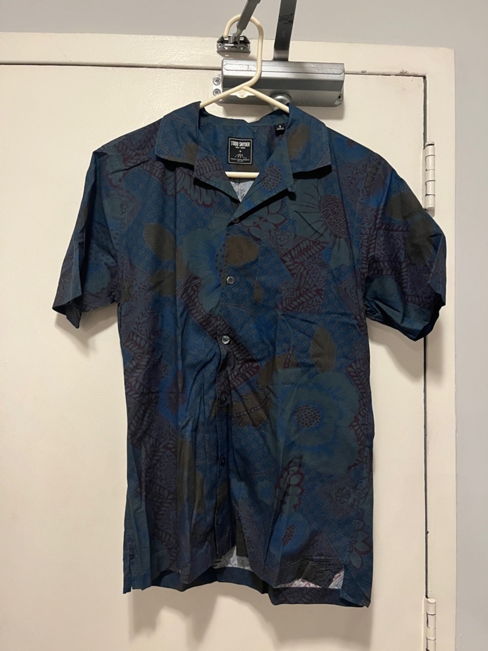 Todd Snyder Navy and Black Floral Camp Shirt